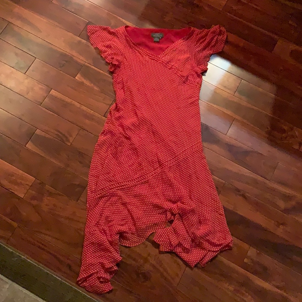 Red polka dot dress long